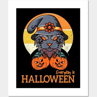 everyday is halloween scary cat Posters and Art